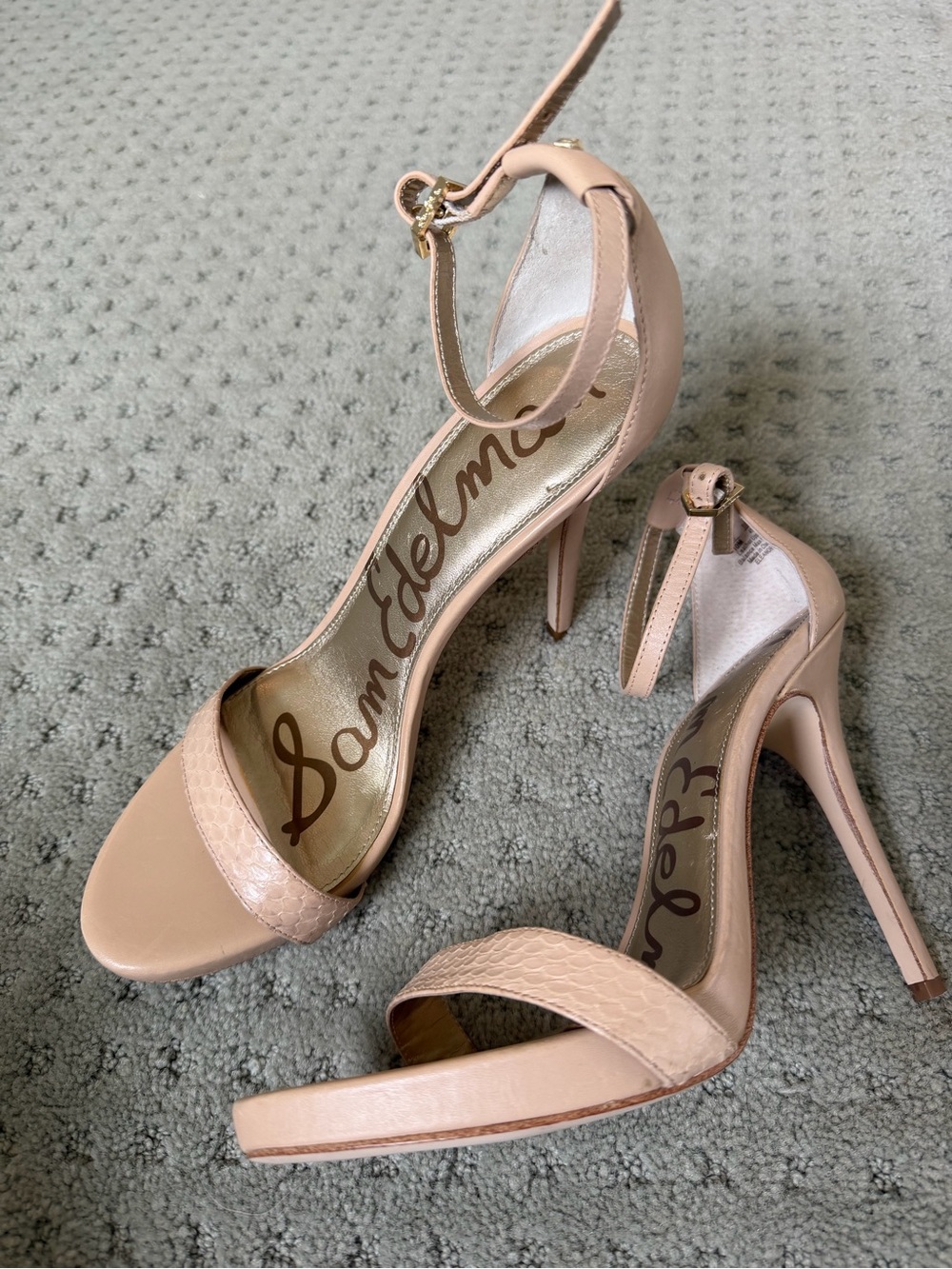 Sam Edelman Blush Pink Ankle-Strap Stiletto Sandals
